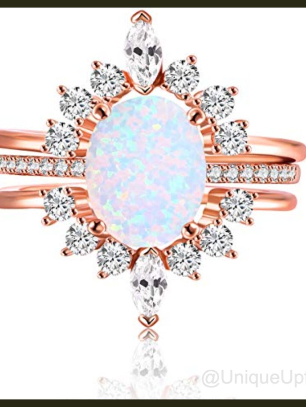 Rose Gold Plated Stacking Rings Cubic Zirconia Wedding Engagement Jewelry